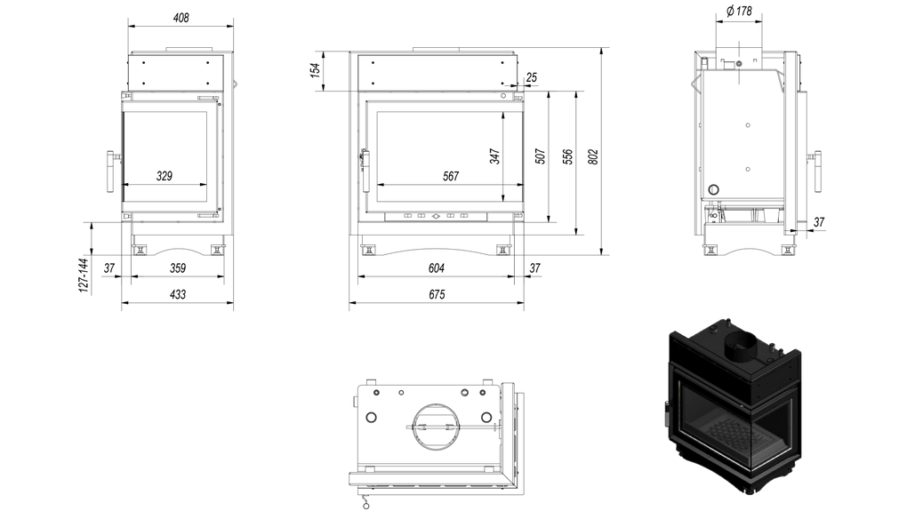 M120 Sticla Dreapta Fara Stalp - 8kw 2