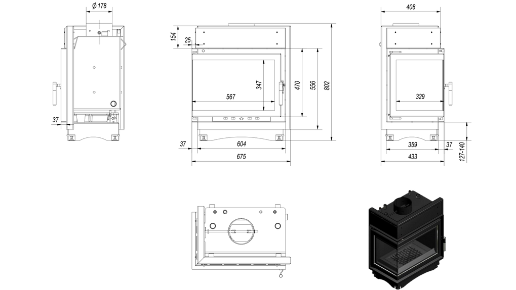 M120 Sticla Stanga Fara Stalp - 8kw 2
