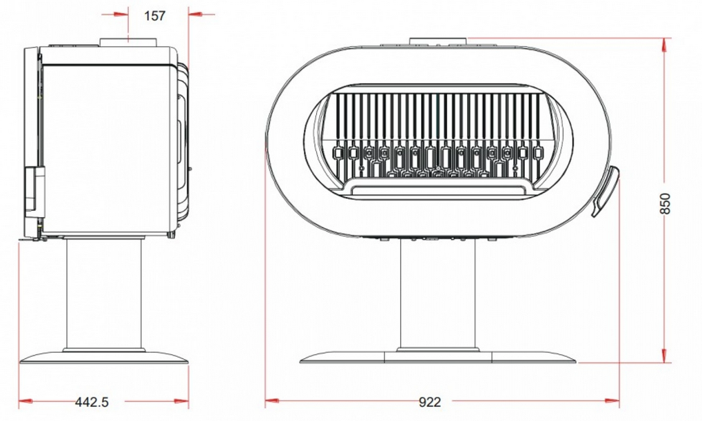 Soba fonta pe picior Fifty 10kW - Negru 2